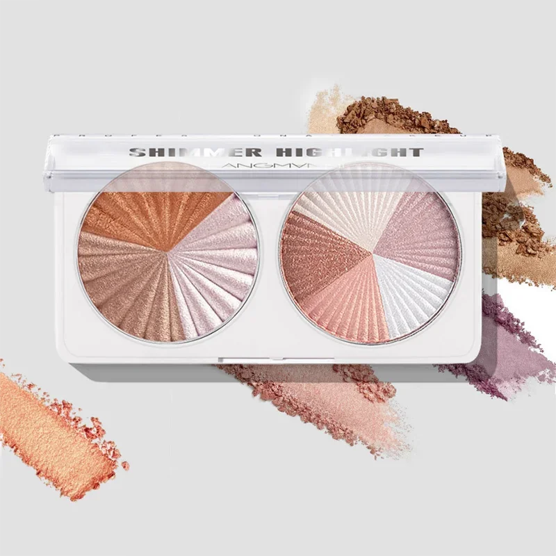 3D Shimmer Dual Pan Highlighter Powder Palette Multi-Use Contouring Bridal Wedding Day Photo Ready Glow Qme