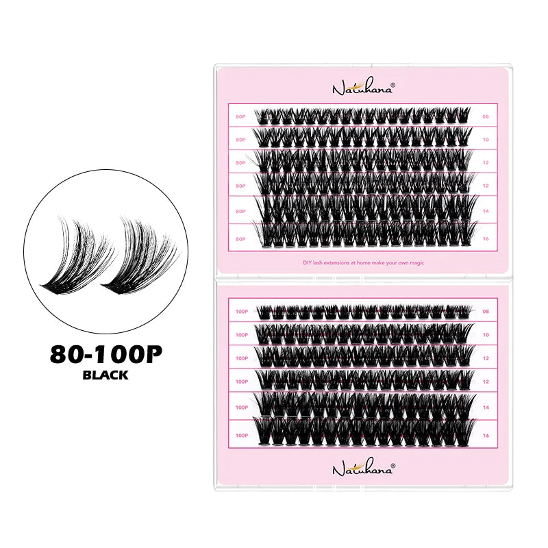 NATUHANA 20D 30D 40D 50D 60D 80D Cluster Eyelashes DIY Individual