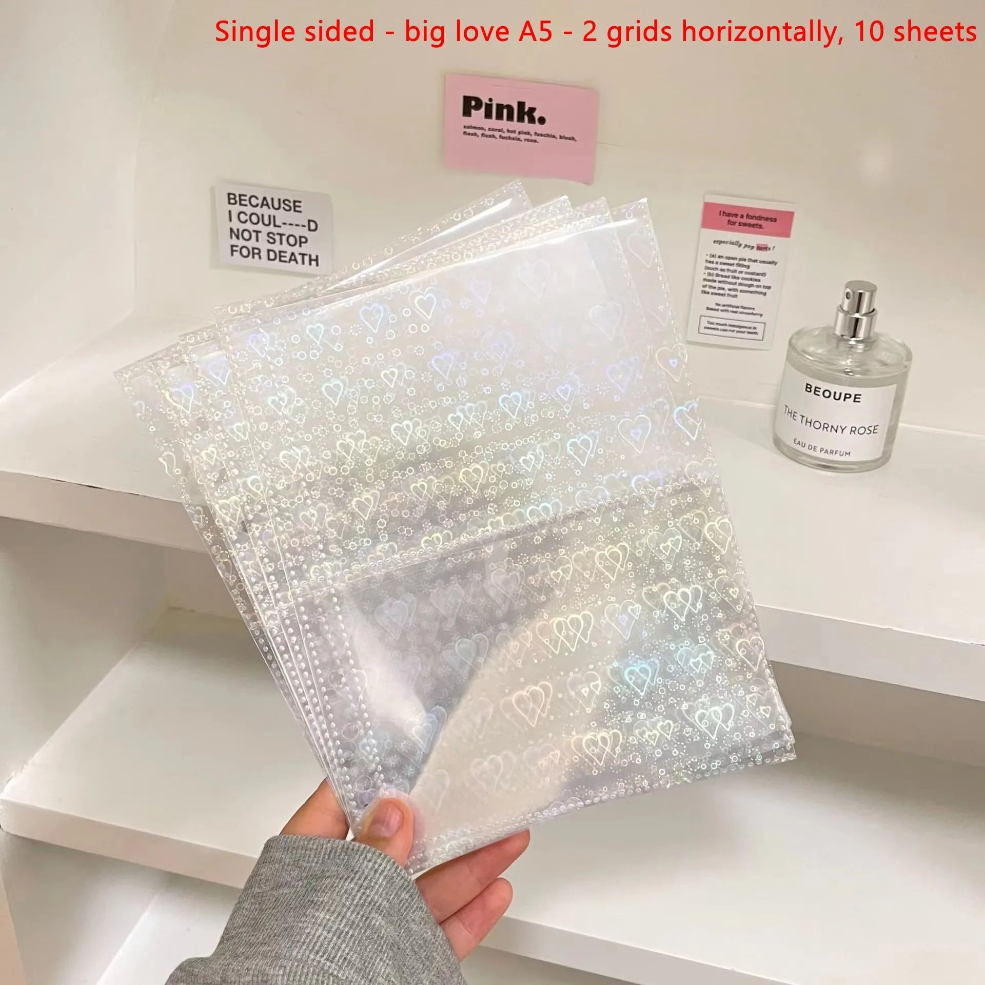 10PCS/set 1/2/4Pockets Grids Photo Album A5 Inner Page Photocard Binder Photo Sleeve 6 Ring Refill Inner Page Photocard Kpop Qme heart 2 grid