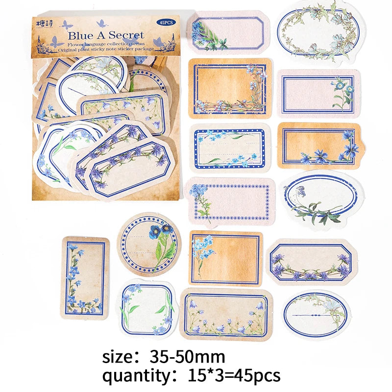 45 pcs Flowers Labels Stickers Decorative Creativity Scrapbooking accessories Diary Album junk journal supplies Qme E