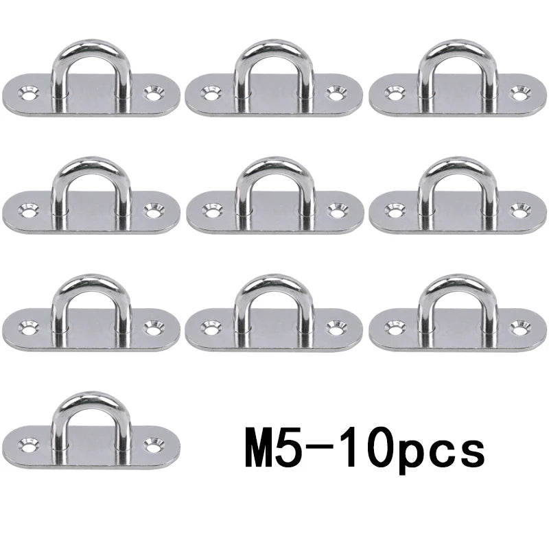 304-M6 M5 M8 Oval Eye Board Marine Deck Buckle Staple Boat Shade Sail Mounting Fastening Set - 304 Marine Grade Stainless Steel Qme M5-10pcs