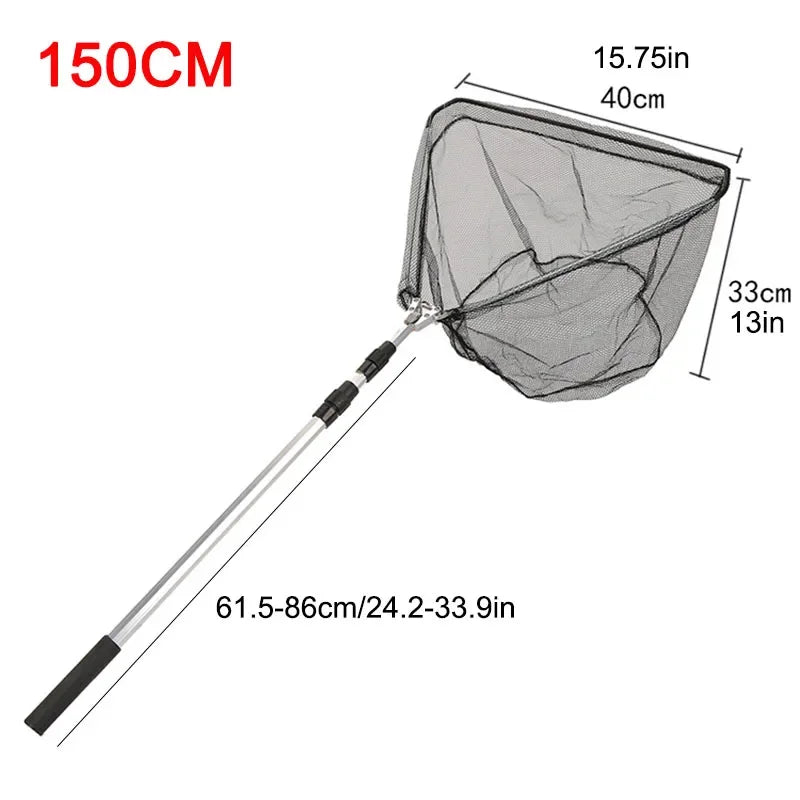 150 Telescopic Landing Net Folding Fishing Pole Extending Fly Carp Qme 150cm