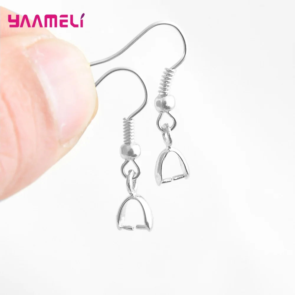 50PCS Lot Wholesale 925 Sterling Silver Handmade Jewelry Findings Components Bail Connector Bale Pinch Clasp for Earrings Qme With Bead