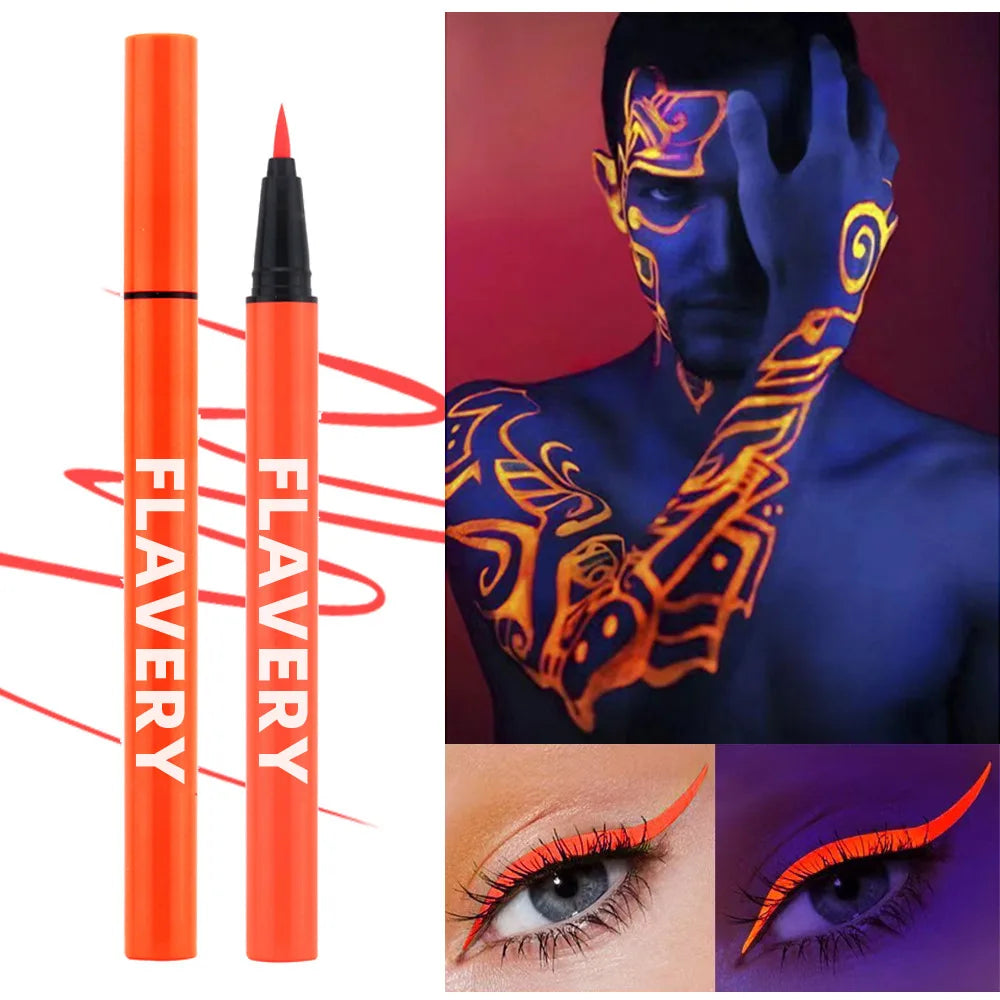 8-color Fluorescent UV Eyeliner Waterproof Sweat-proof Face Paint Pen Qme 02orange