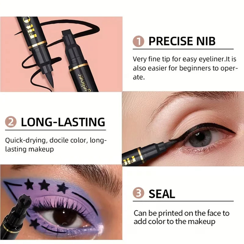 Star Stamp Eyeliner Pen Double Head Waterproof Long Lasting Smudge Qme
