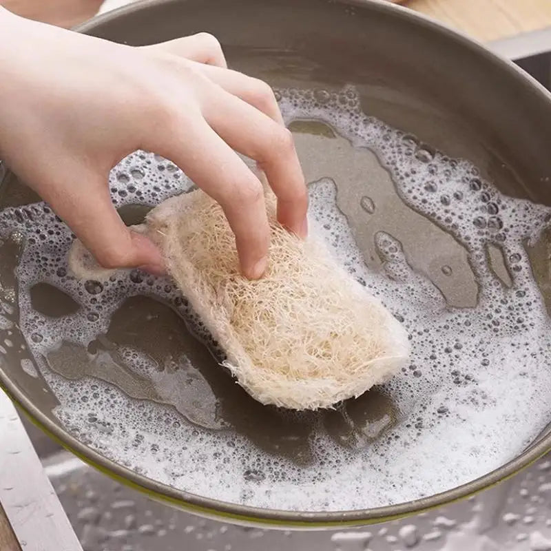 Oil Stain Removing Scrubber Kitchen Clean Brushes Natural Luffa Dish Qme