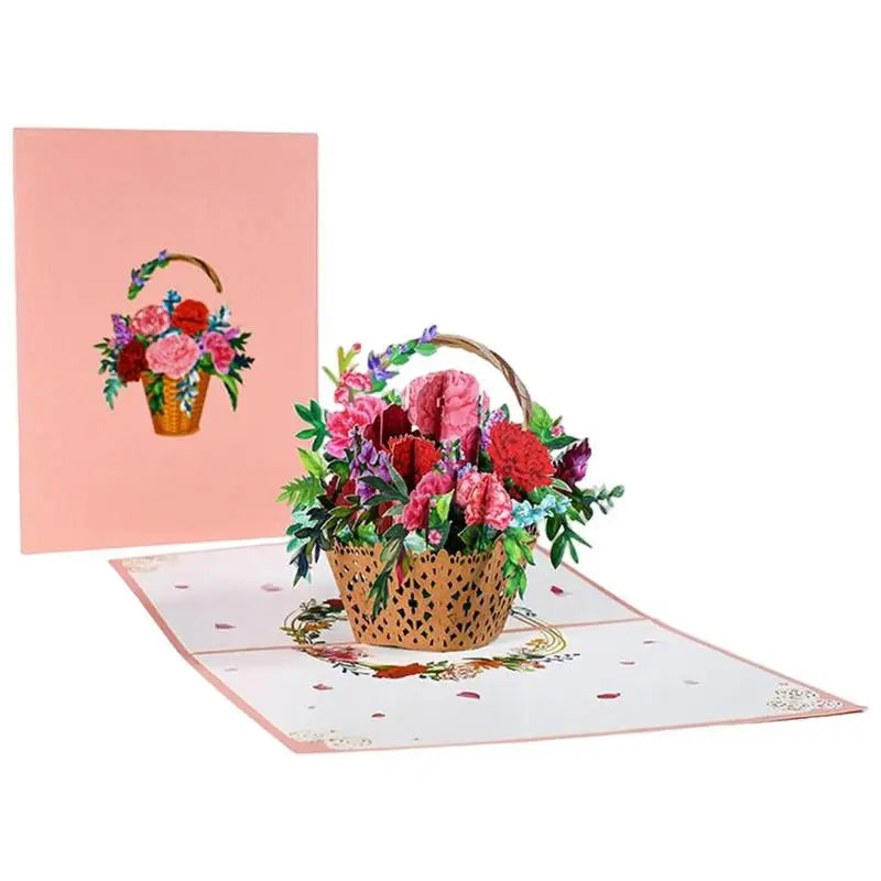 Carnation Flower Card Holiday Postcards Novel Pattern Attractive Qme