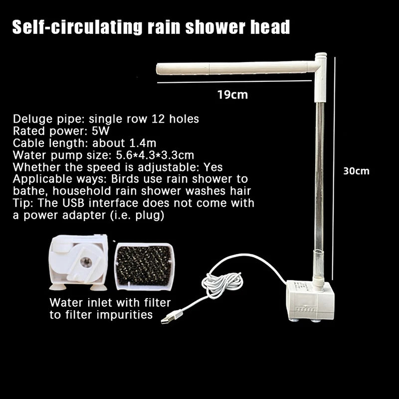 Automatic Parrot Bird Bath Tub USB Electric Pet Circulating Water Bathtub Shower Fountain Pet Supplies. Qme 04