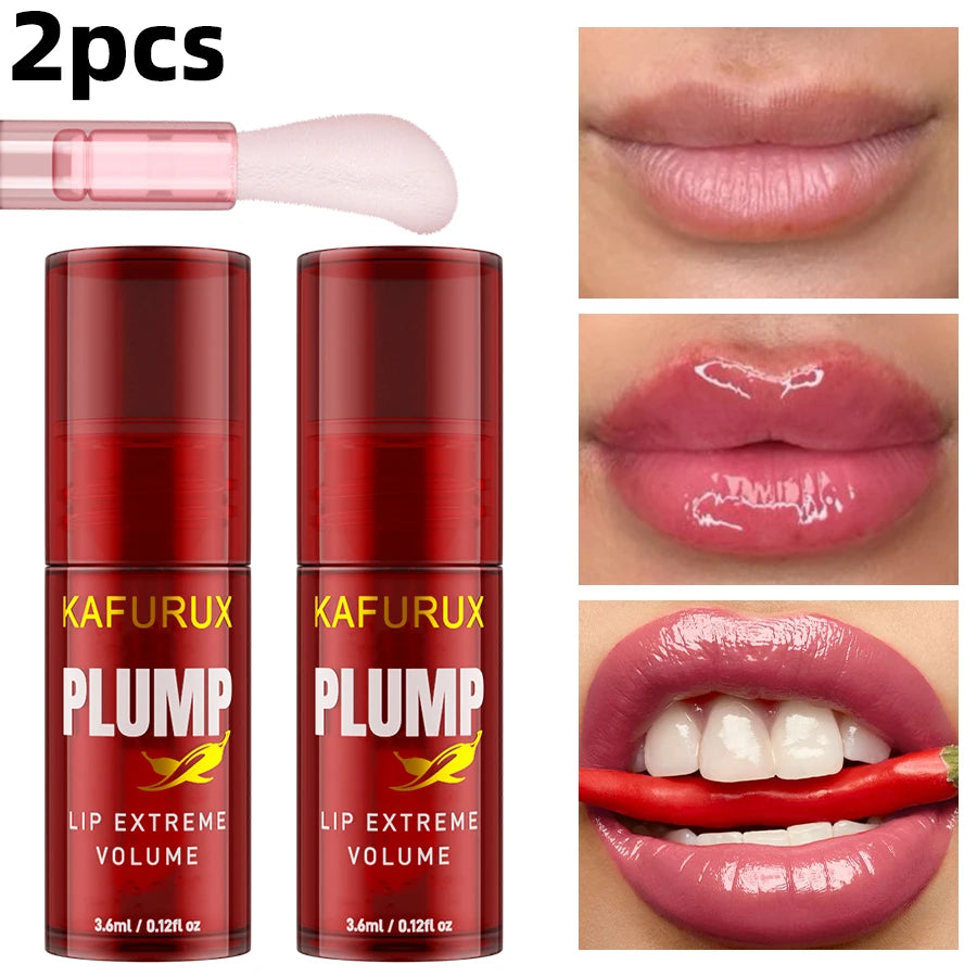 1 Lip Plump Long Lasting Oil Moisturizing Gloss Serum Instant Qme K7088E 2pcs