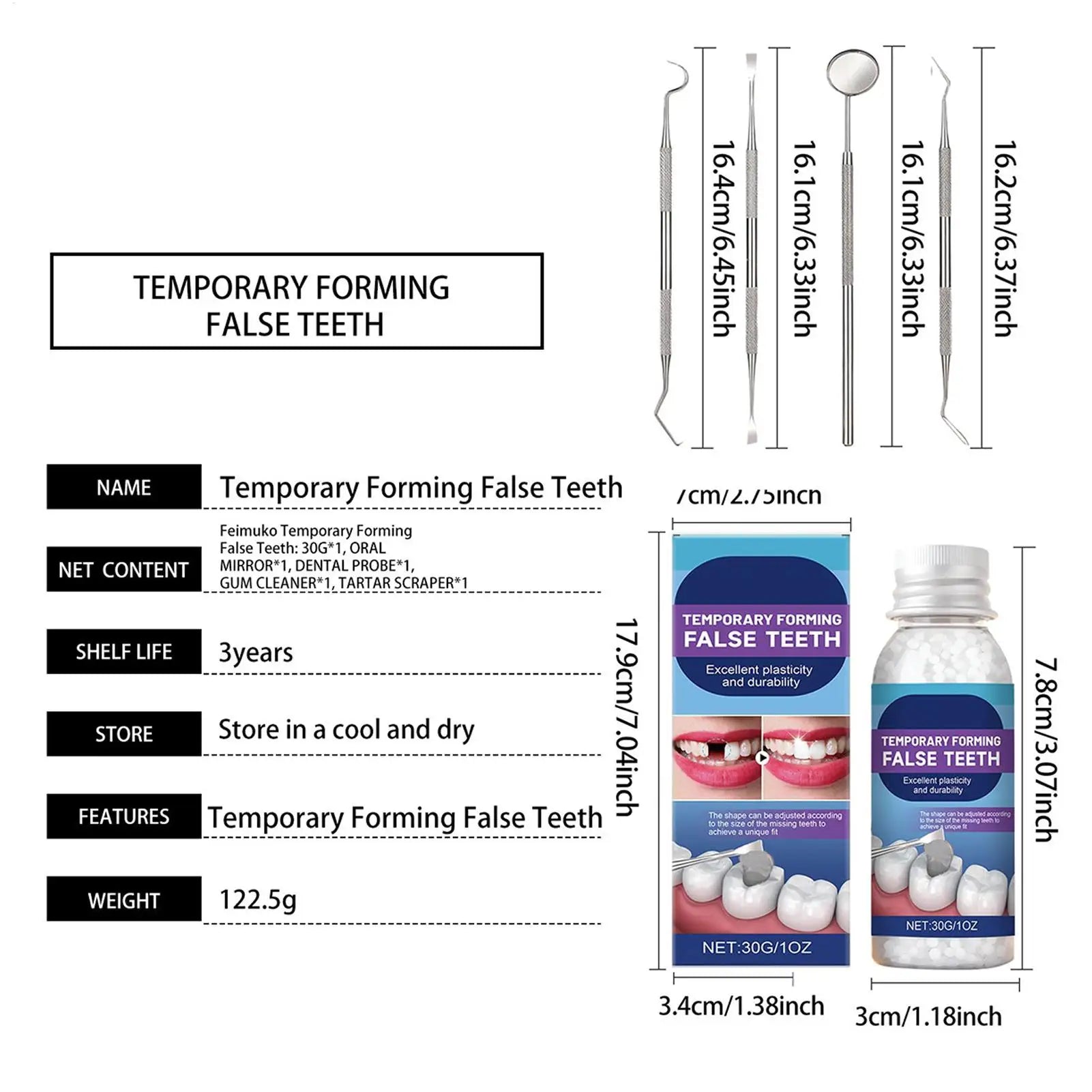 Teeth Repair Glue 30g Pliable Strong Hold Bonding Glue for Loose Teeth for Adults Women Beginners Men Home School Commuting Qme