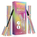 Black Mascara Liquid Eyeliner Set,5D Waterproof Fiber Colored Mascara Volume and Length,Longlasting Smudgeproof Eye Liner Pen Qme Q809