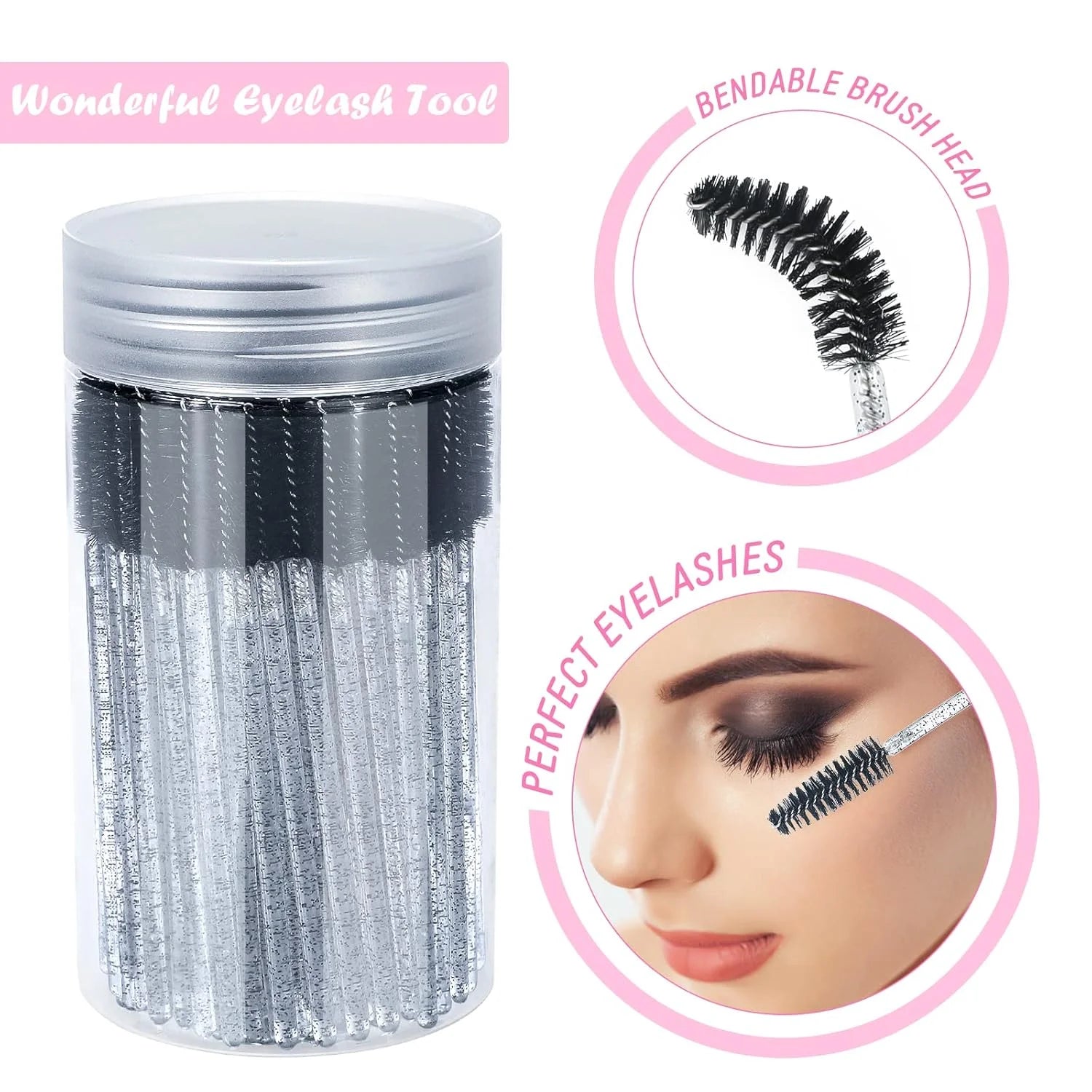 Disposable Mascara Wands Eyebrow Spoolies Brush Eyelash Extensions Qme black