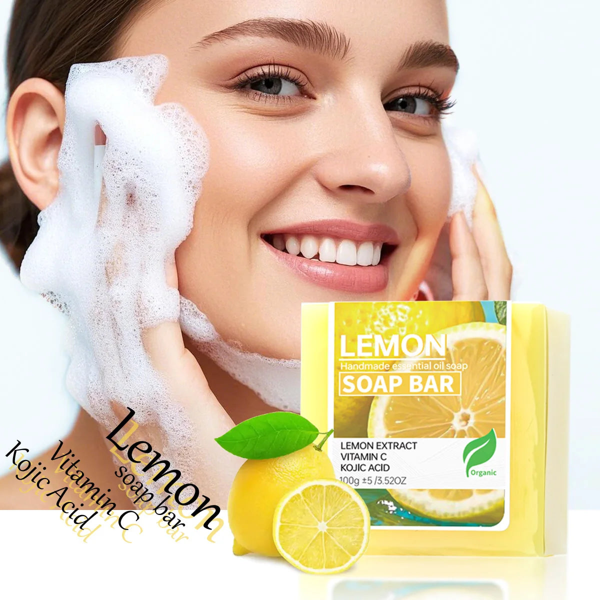 Lemon Essential Oil Soap Vitamin C Skin Brightening Cleansing Added Qme