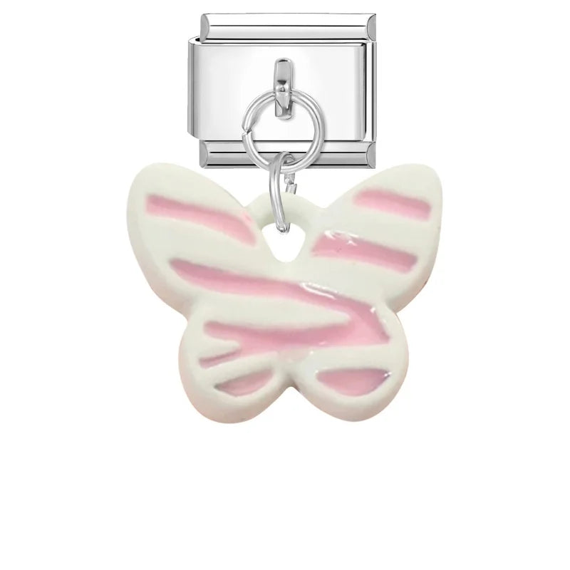 2025 Wholesale Cute Cartoon Rabbit Bear Pendant Italian Charm Links Fit 9mm Stainless Steel Bracelet Women DIY Making Jewelry Qme Style 7