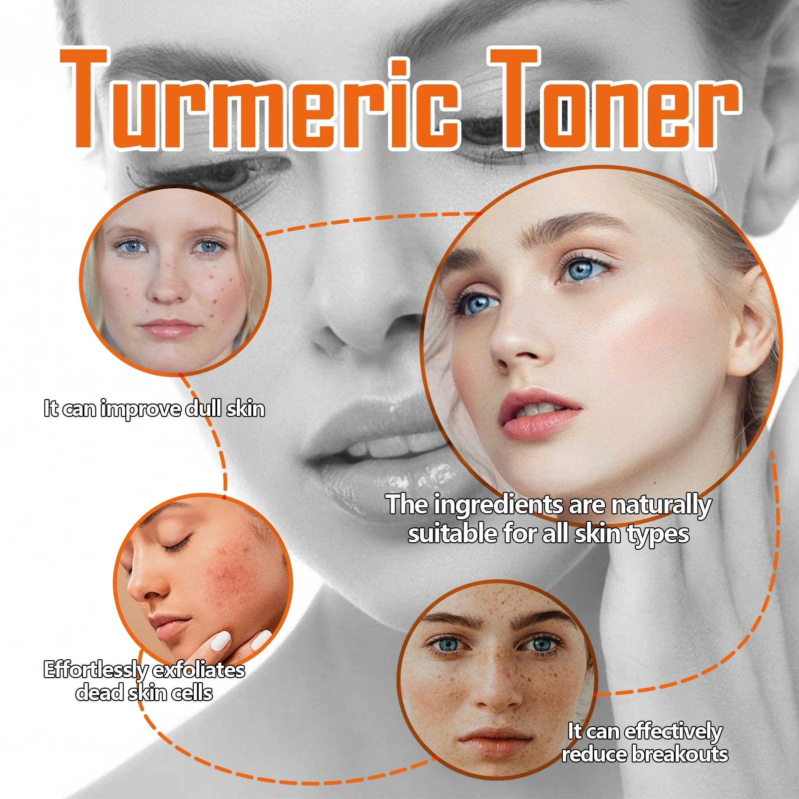 Turmeric Toner Dark Spots Removal Brightening Spots Corrector Remove Freckle Fade Melasma Moisturizing Turmeric Face Toner Qme