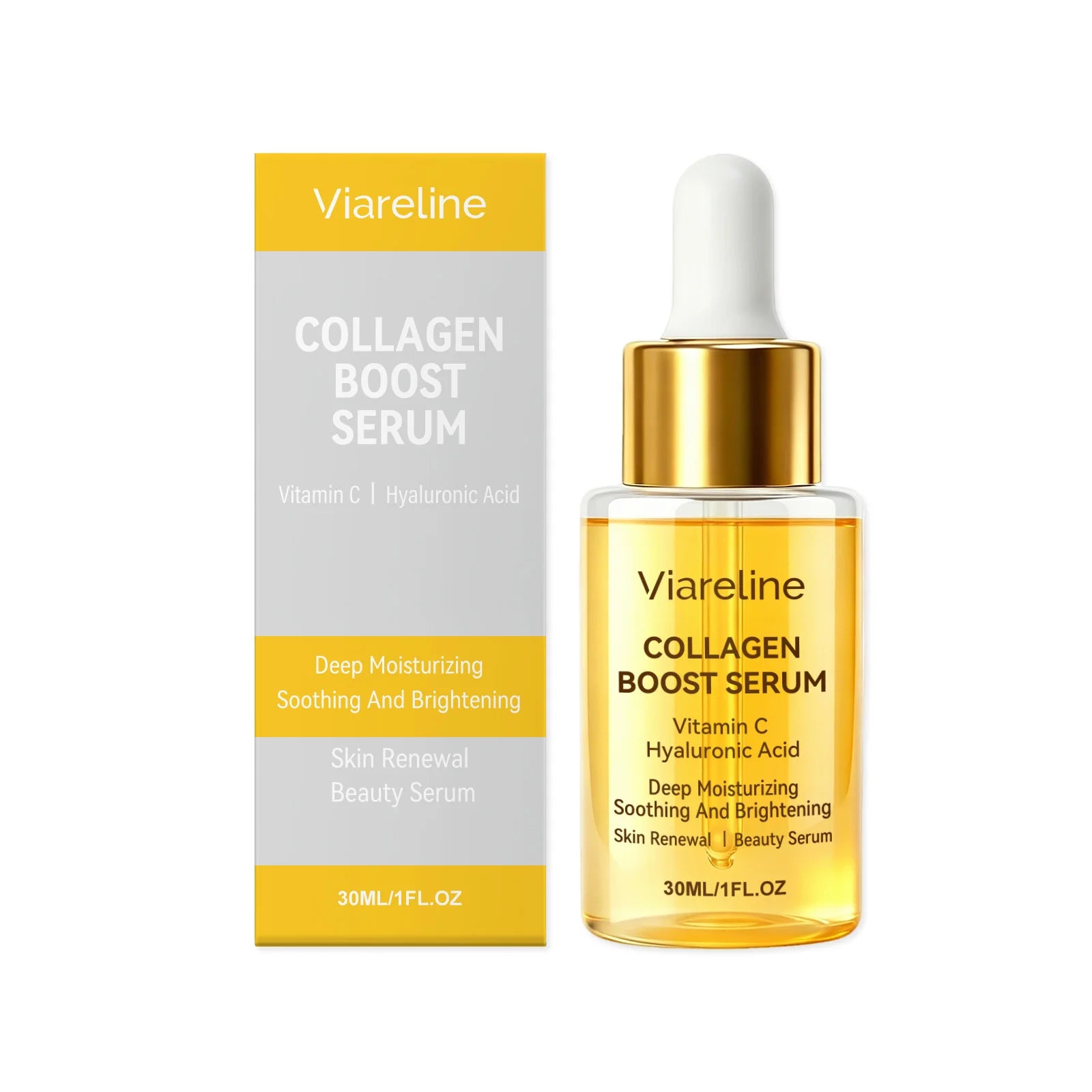Viareline Collagen Boost Serum Wrinkle Removal Brightening Facial Qme 30ml Boxed