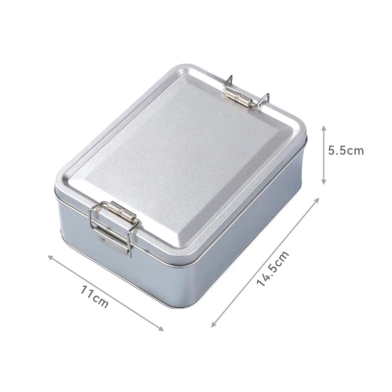 Rectangular Tinplate Cookie Tins Box Lid Dustproof Home Kitchen Qme M Silver