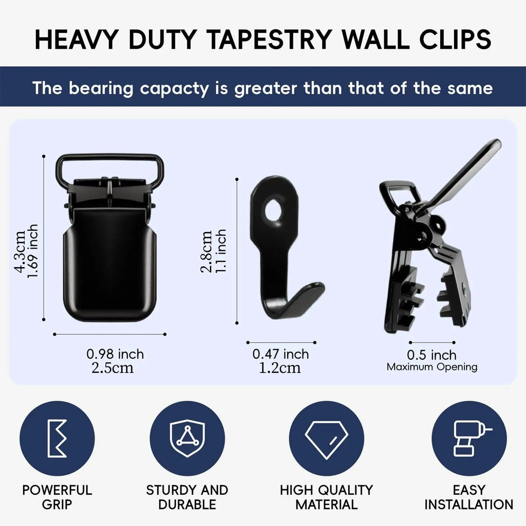 Tapestry Wall Hangers 4 Removable Heavy Duty Clip Clamps Display Qme