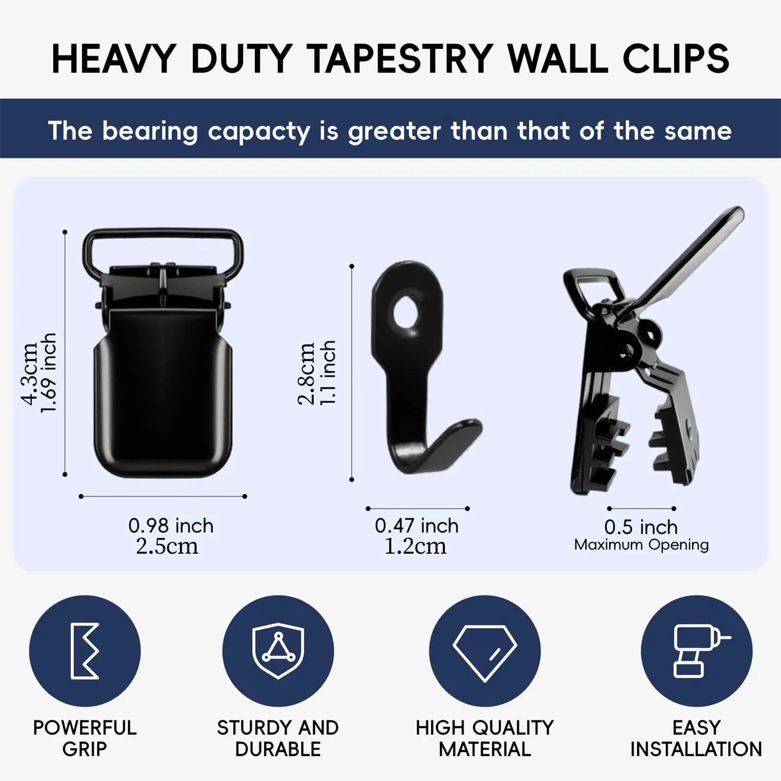 Tapestry Wall Hangers 4 Removable Heavy Duty Clip Clamps Display Qme