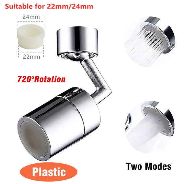 New 1080° Universal Rotation Faucet Sprayer Head For Washbasin Faucet Extender Splash Bubbler Nozzle Kitchen Tap 22/24mm Adaptor Qme 720 dual mode