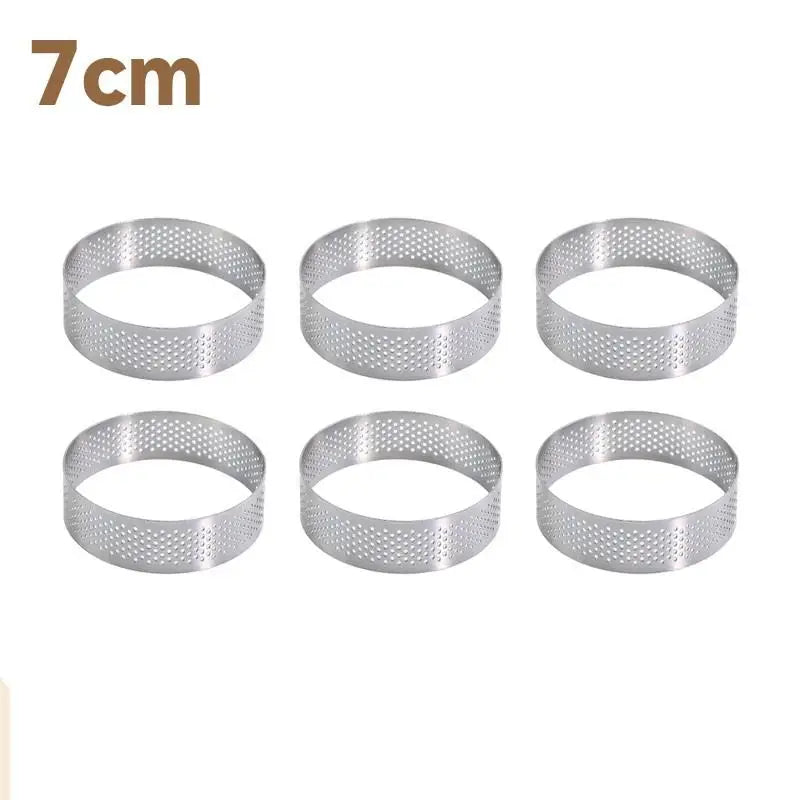 5/6/7/8CM Classic 304 Stainless Steel Mousse Ring Cake Mold With Hole Tart Bottom Tower Fruit Pie Quiches Baking Tool Qme 7cm
