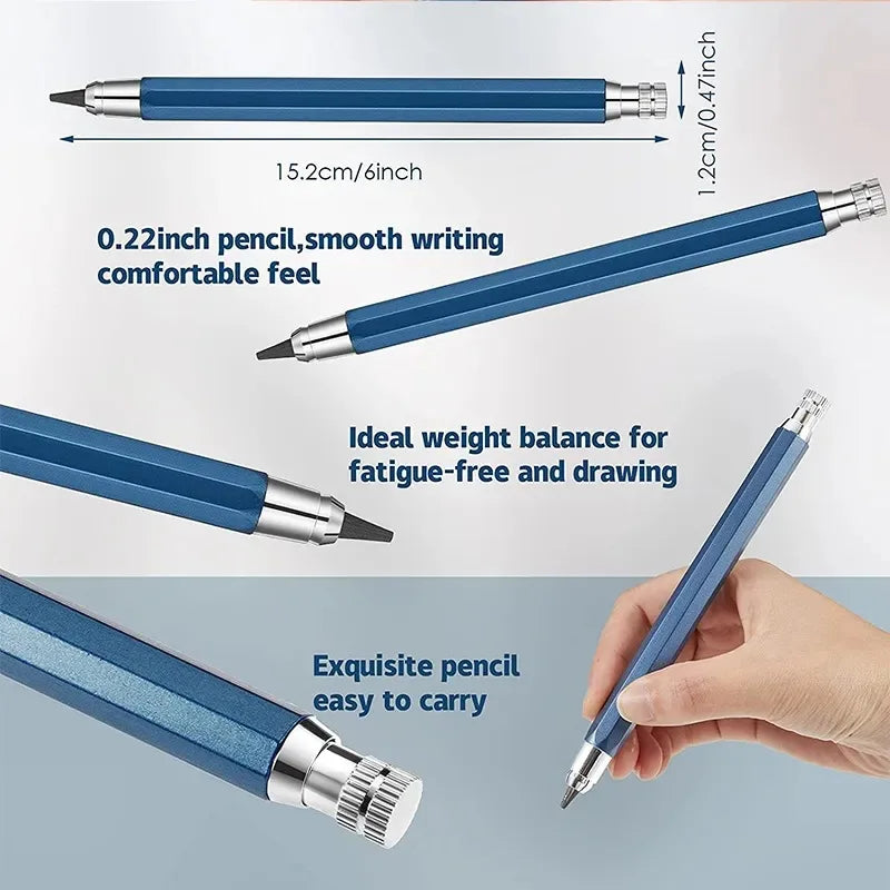 5.6mm Metal Mechanical Pencil And 2B/4B/6B/8B Pencil Refill For Writing Tool Sketch Comics Design Automatic Pencil Qme