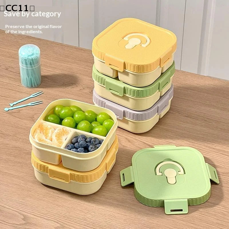 Portable Plastic Lunch Box Compartment Microwave Safe Fruit Salad Qme