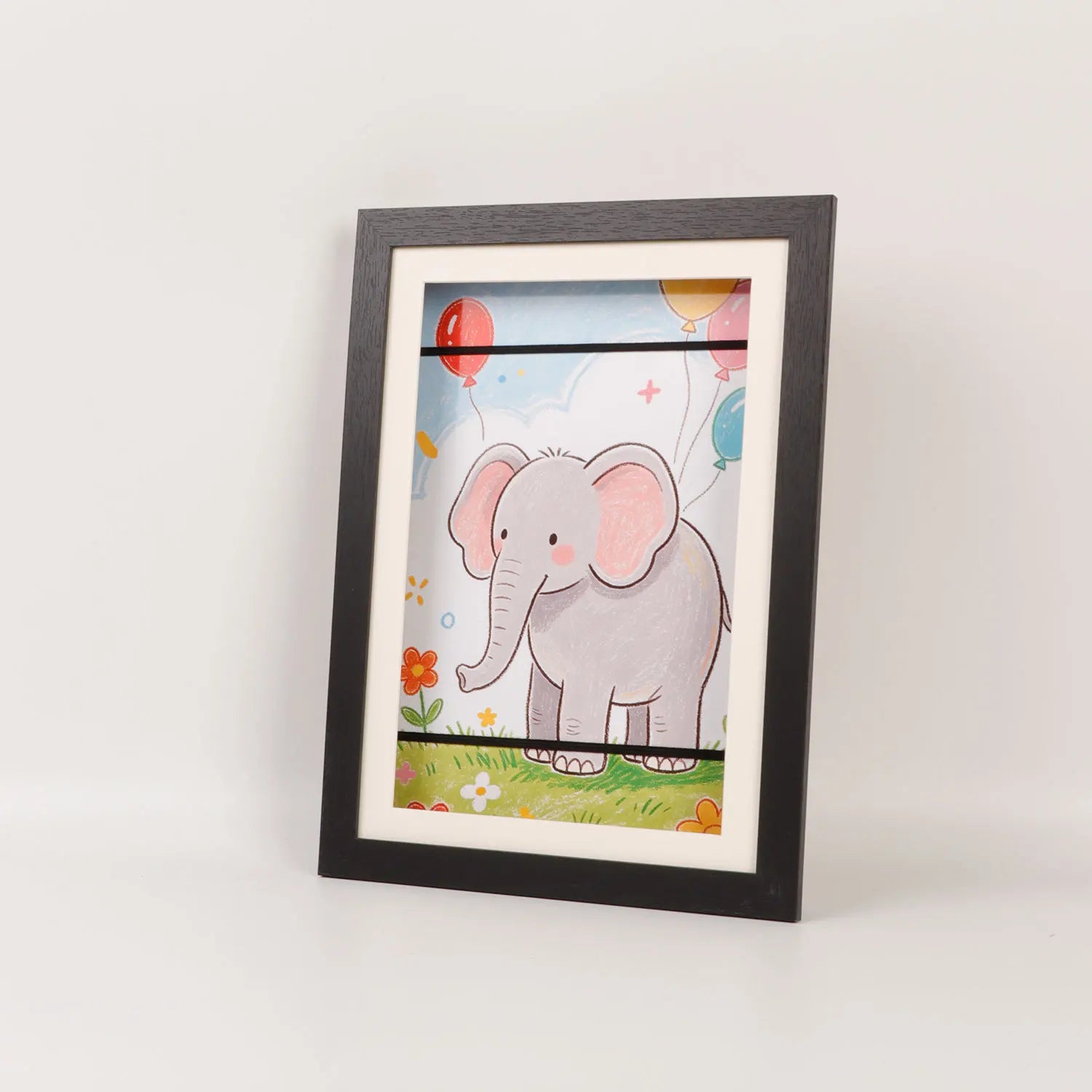Sturdy A4 Kids Artwork Frame Without Mat Magnetic Front Opening Door Qme Black A4