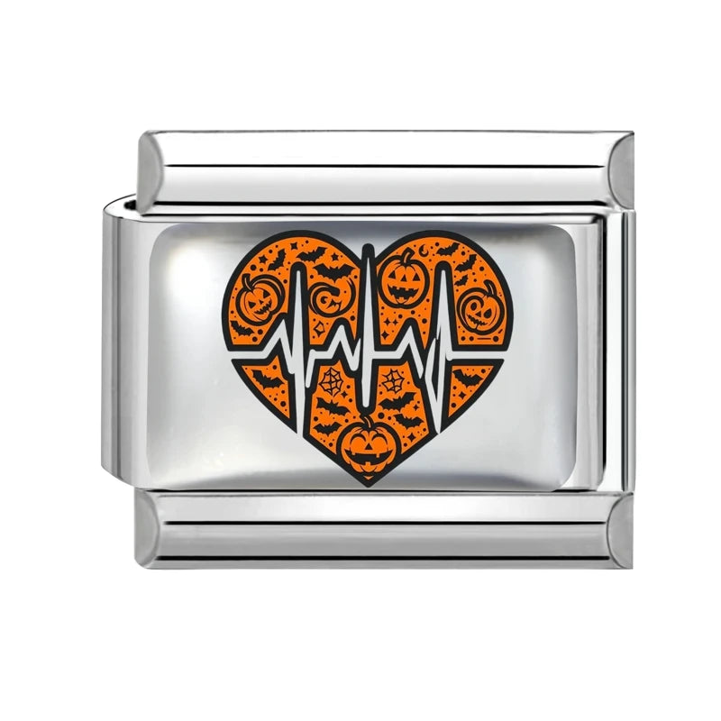 New 2026 Design Halloween Cherry Bow Pumpkins Ghost Italian Charm Links Fit 9MM Stainless Steel Bracelet Jewelry DIY Making Gift Qme S 7