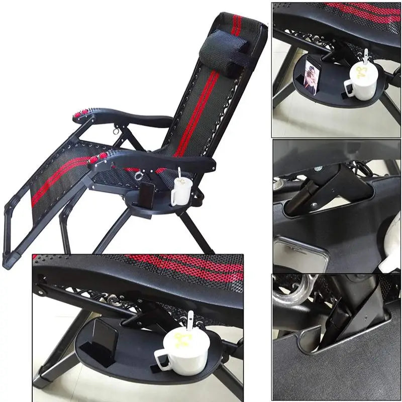 Recliner Folding Chair Tray Drink Holder Portable Side Breakfast Qme