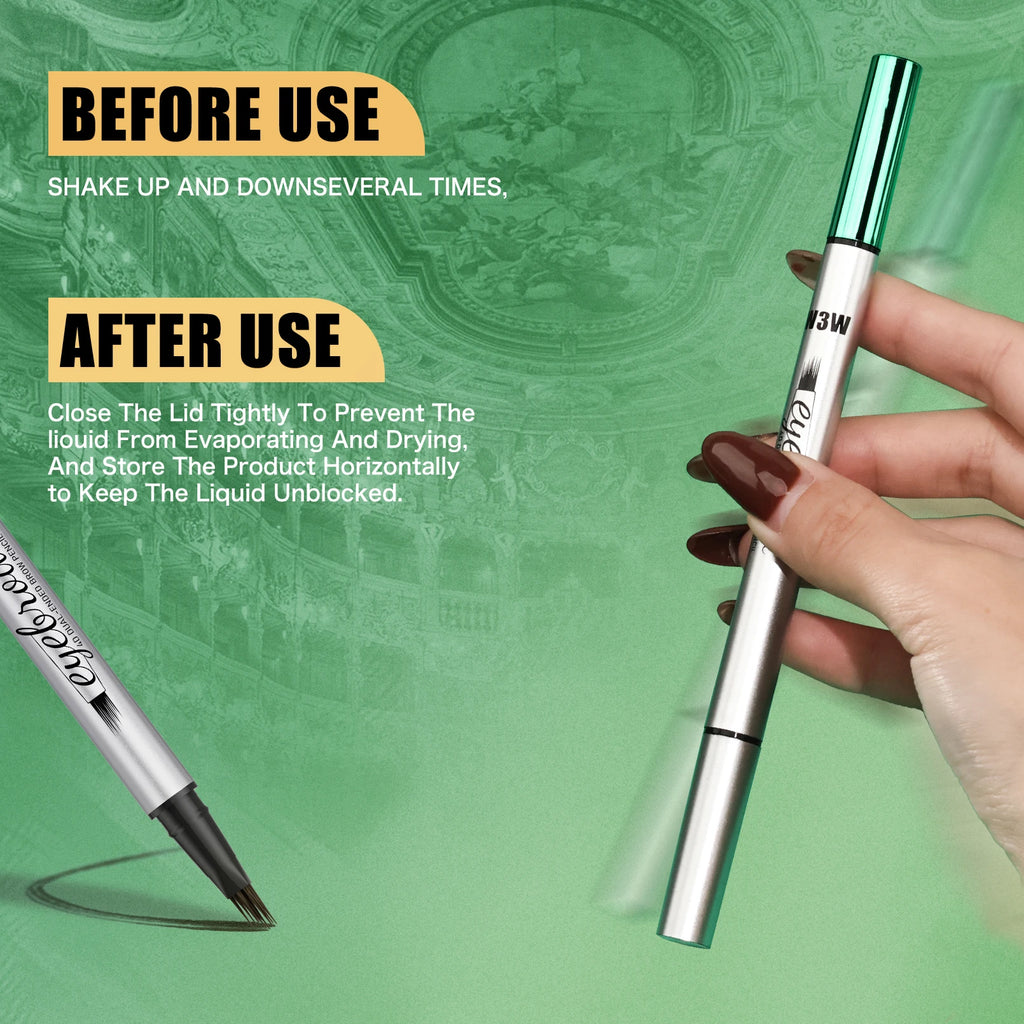 2 in 1 Dual-Ended Eyebrow Pencil & Eyeliner, Waterproof Sweat-Proof Smudge-Proof Fade-Resistant 4D Microcarving Realistic Eyebro Qme