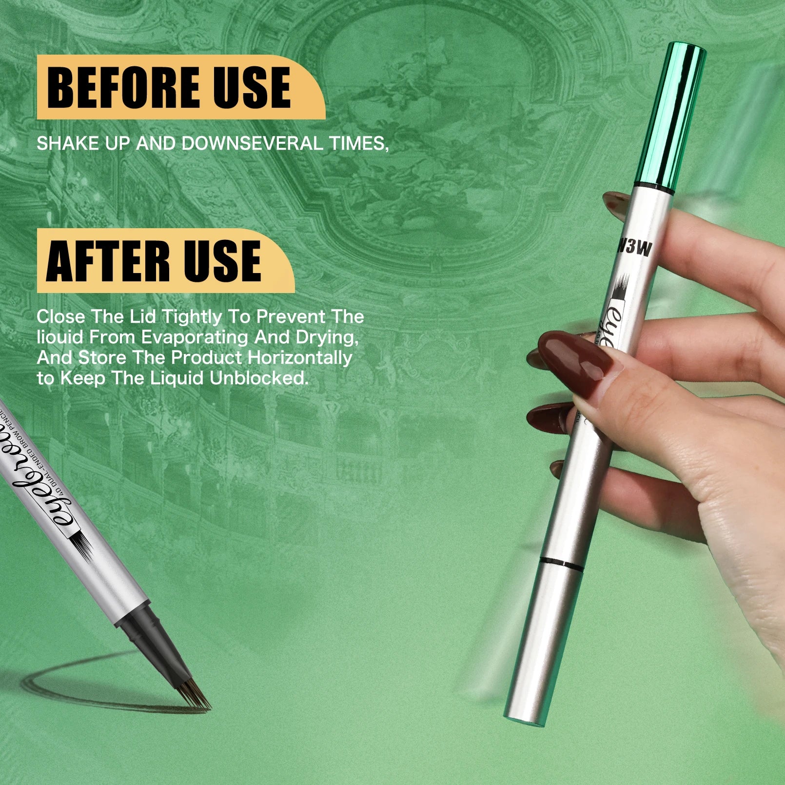 2 in 1 Dual-Ended Eyebrow Pencil & Eyeliner, Waterproof Sweat-Proof Smudge-Proof Fade-Resistant 4D Microcarving Realistic Eyebro Qme