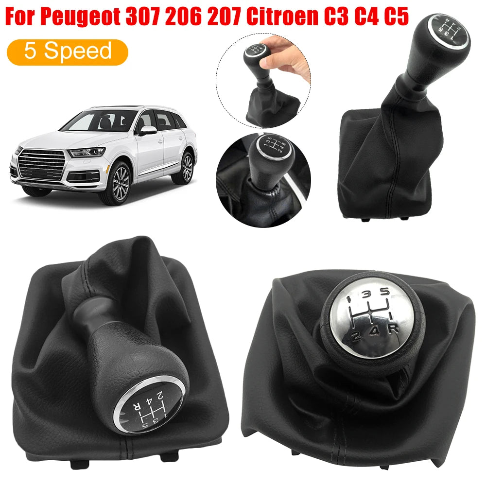 Gear Shift Knob Shifter 5 Speed Stick Lever Collar Cover Excellent ABS Plastics Prolonged for Citroen C3 C4 C5 Qme