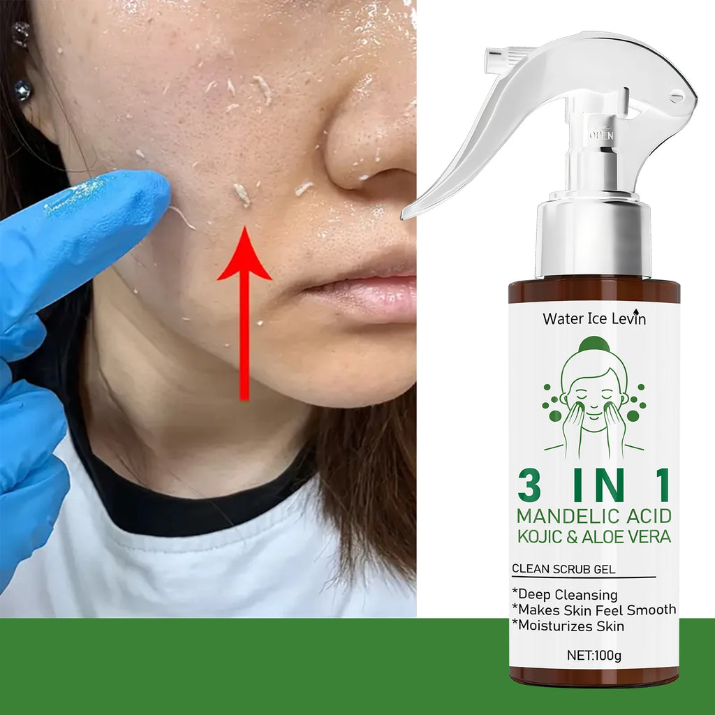 3 in 1 Mandelic Acid & Kojic Clean Scrub Gel with Aloe Vera - Deep Cleansing & Moisturizing for Smooth, Confident Skin Qme