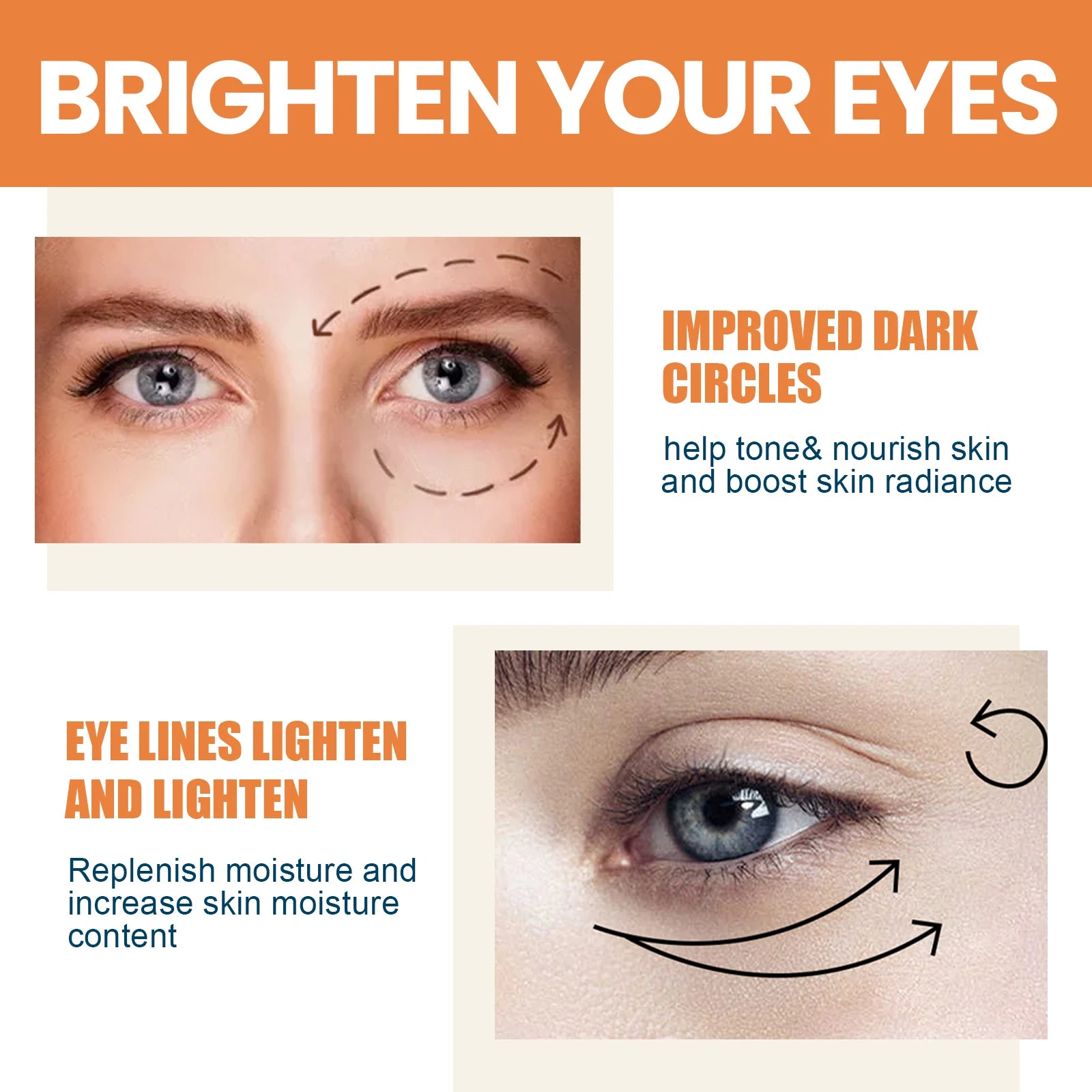 Vitamin C Eye Balm Moisturizing Eye Bag Removal Dark Circles Reduce Fine Lines Anti Puffiness Brightening Eye Cream Stick Qme