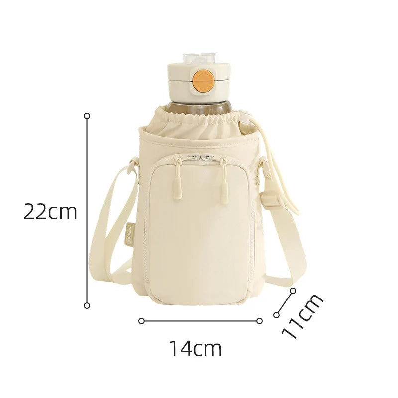 A Mobile Phone Bag New Crossbody Shoulder Water Bottle Bag Waterproof Yoga Bag Running Sports Outdoor Portable Bag Qme Beige