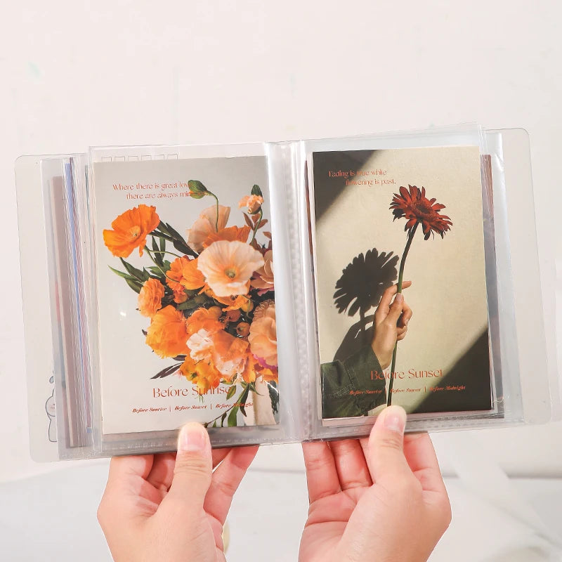 A6 Pocket Transparent Photo Postcard Organizer DIY Decorative Book Large Capacity Organizer Album Book Qme