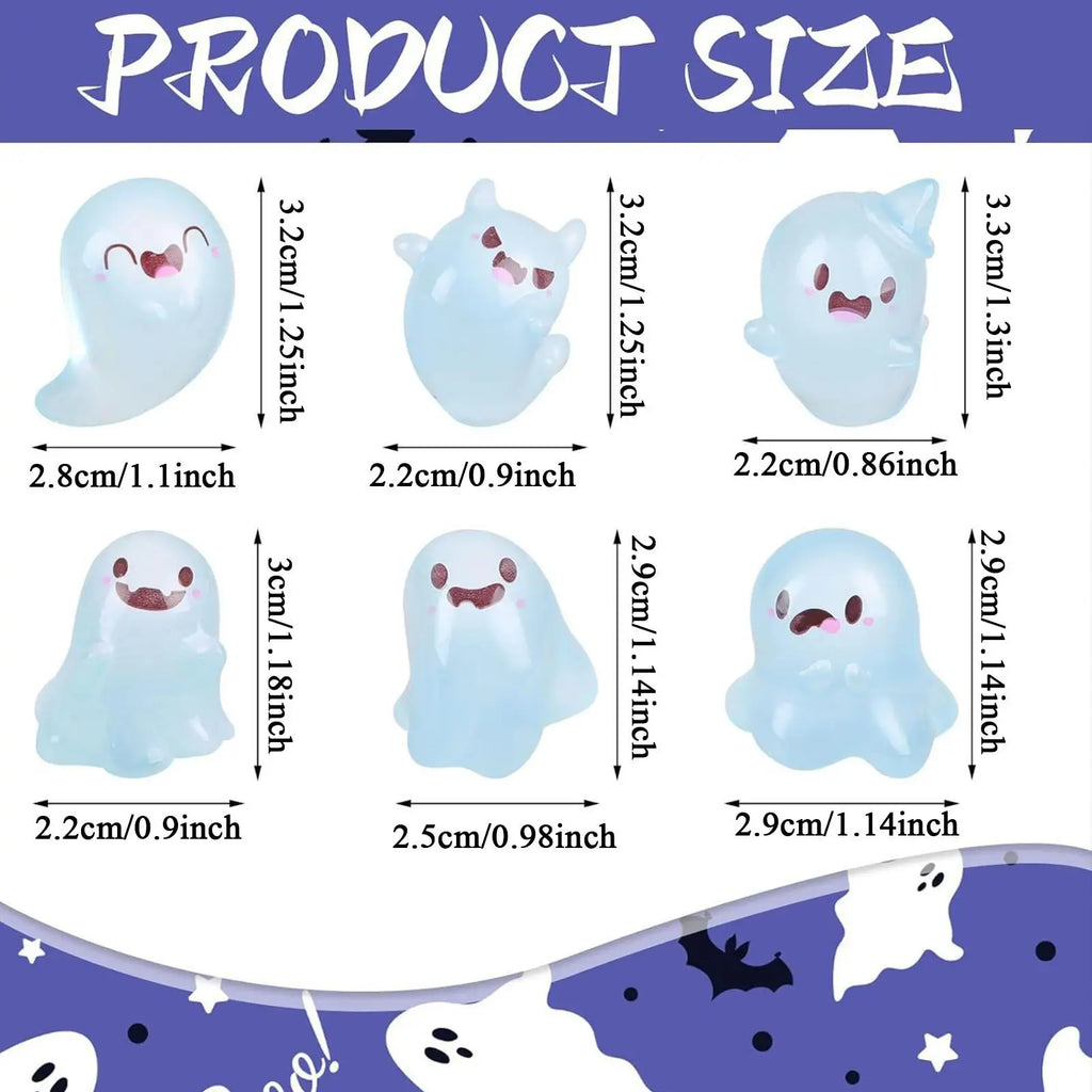 Miniature Ghost Figurines Luminous Resin Figures Small Garden Decor Qme