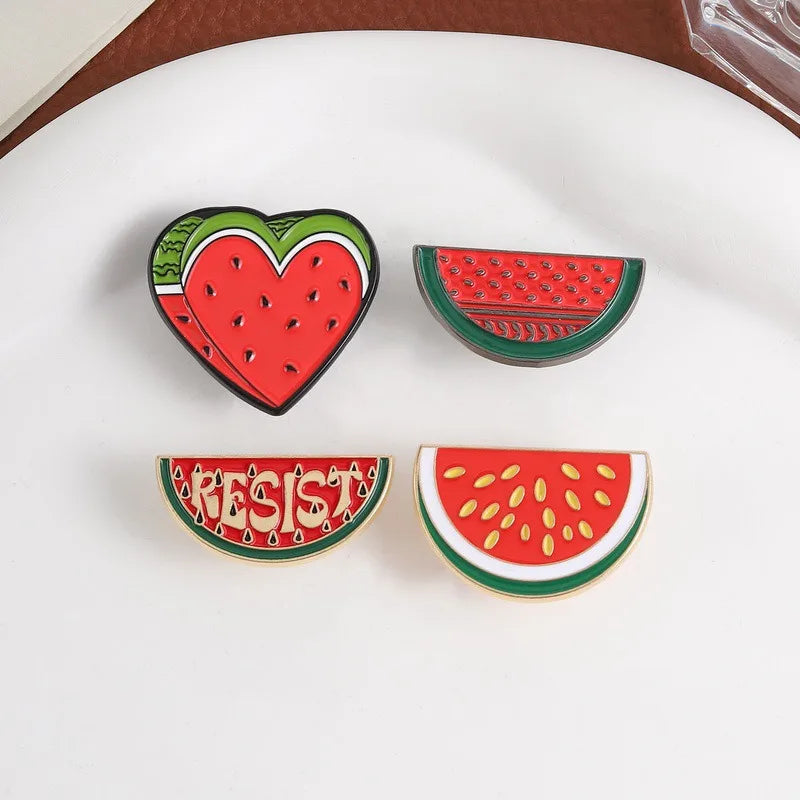 Cute Cartoon Watermelon Metal Enamel Brooch Summer Fruit Lapel Pin Badge for Backpack Clothes Hat Fashion Jewelry Holiday Gift Qme