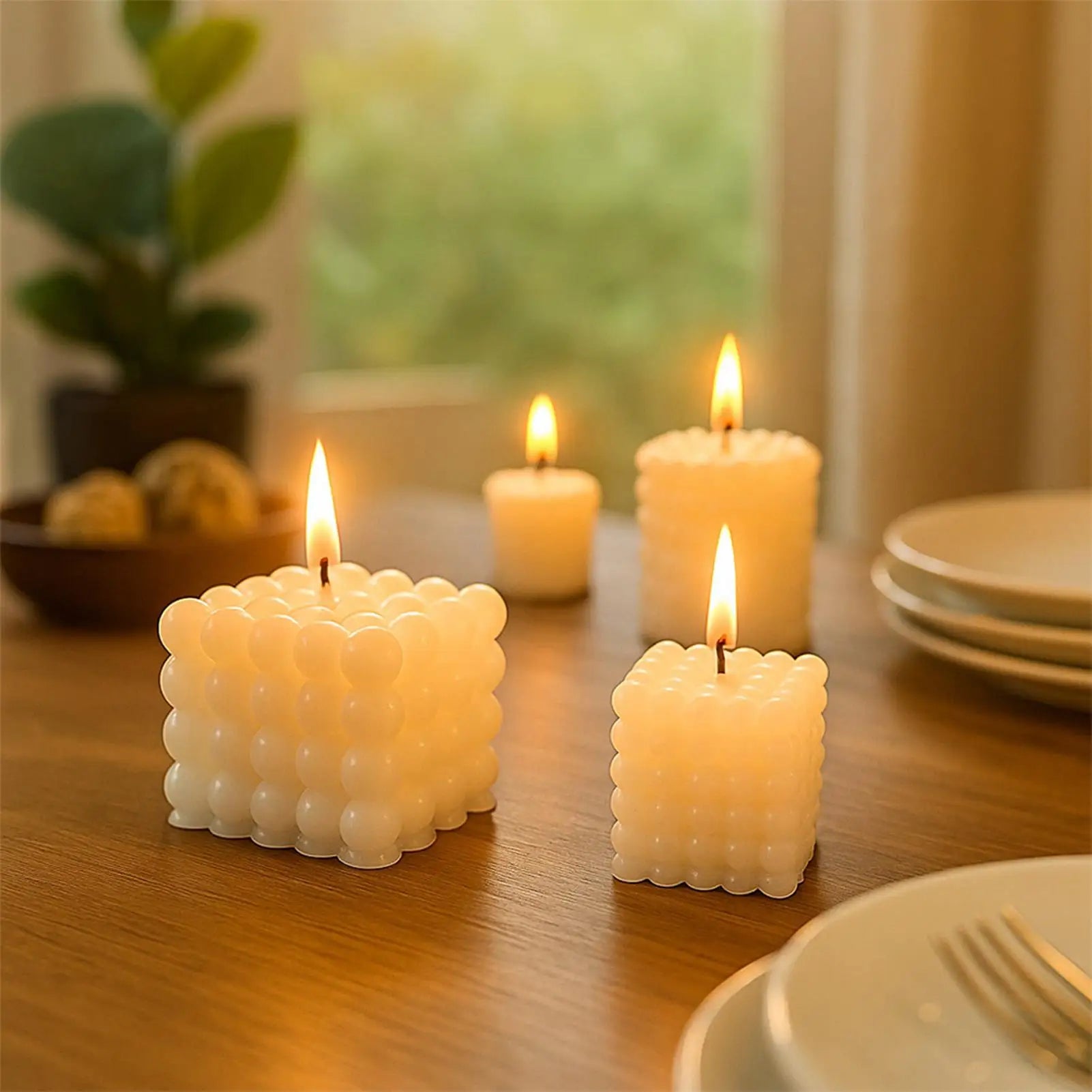Candle Molds Silicone 2 Pieces Non-Stick Crafting Tools Modern Candle Making Silicone Molds For Wax Plaster Soap Resin Casting Qme