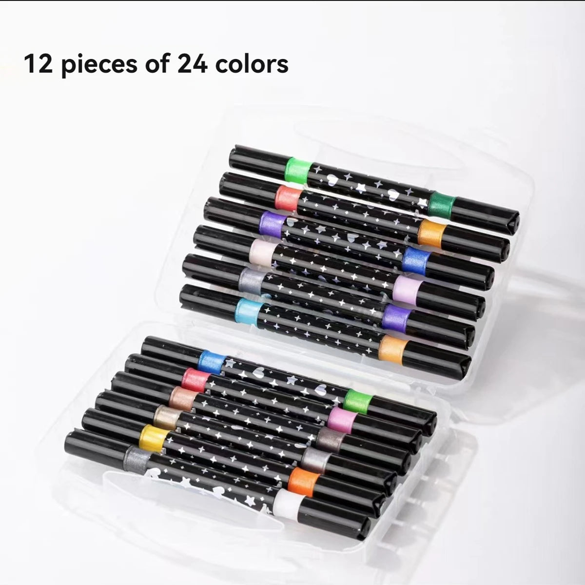 24/48/72/96 Colors Dual Brush Tip Glitter Art Markers Metallic Paint Marker Pens DIY Crafts Birthday Cards, Making Poster, Album Qme 12 Pcs-24 colors