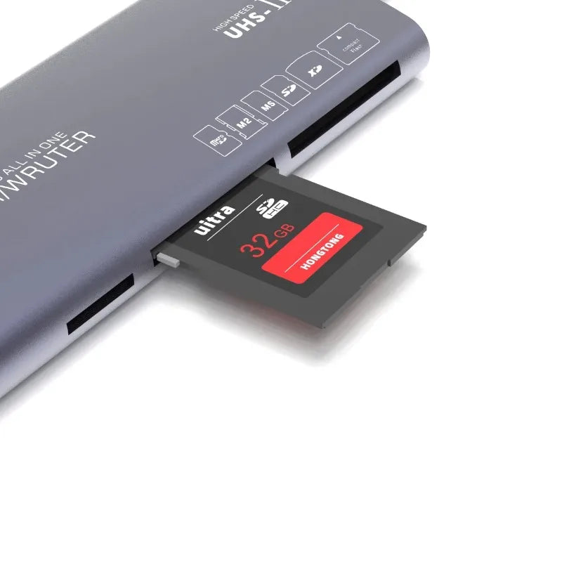 Usb High-speed Ms Multi-functional Cf Card Reader, Sd Aluminum Alloy Tf Computer Six-in-one Xd Card Reader Qme