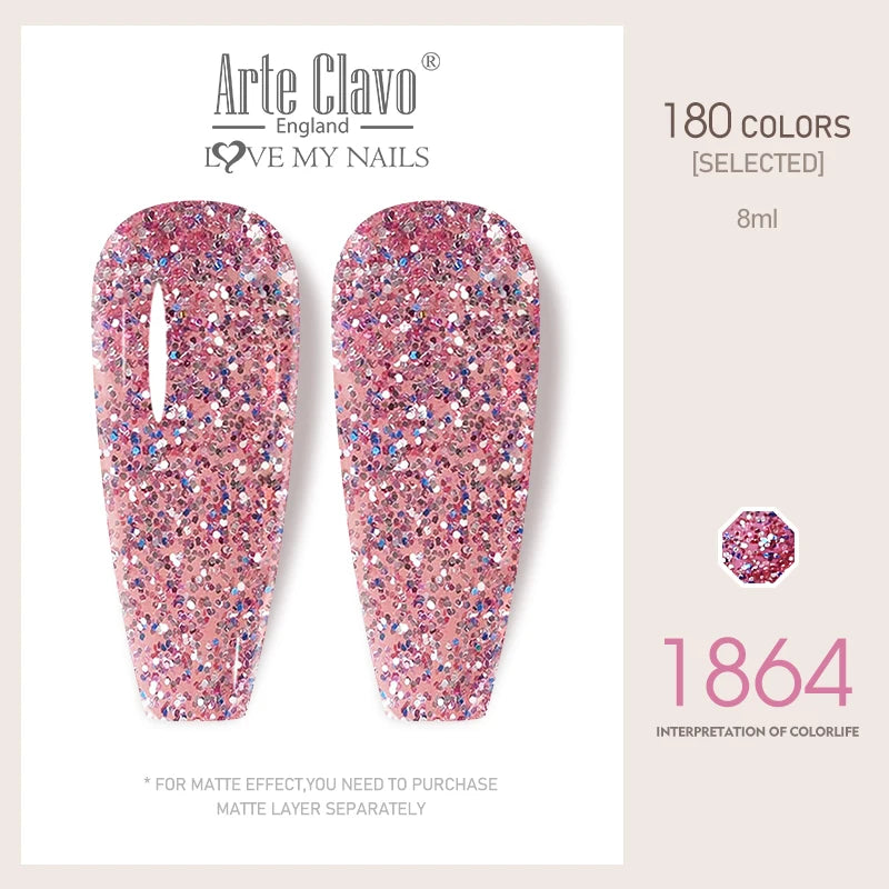 Arte Clavo Colorful Glitter Series UV Gel Nail Polish Sequin Soak Off
