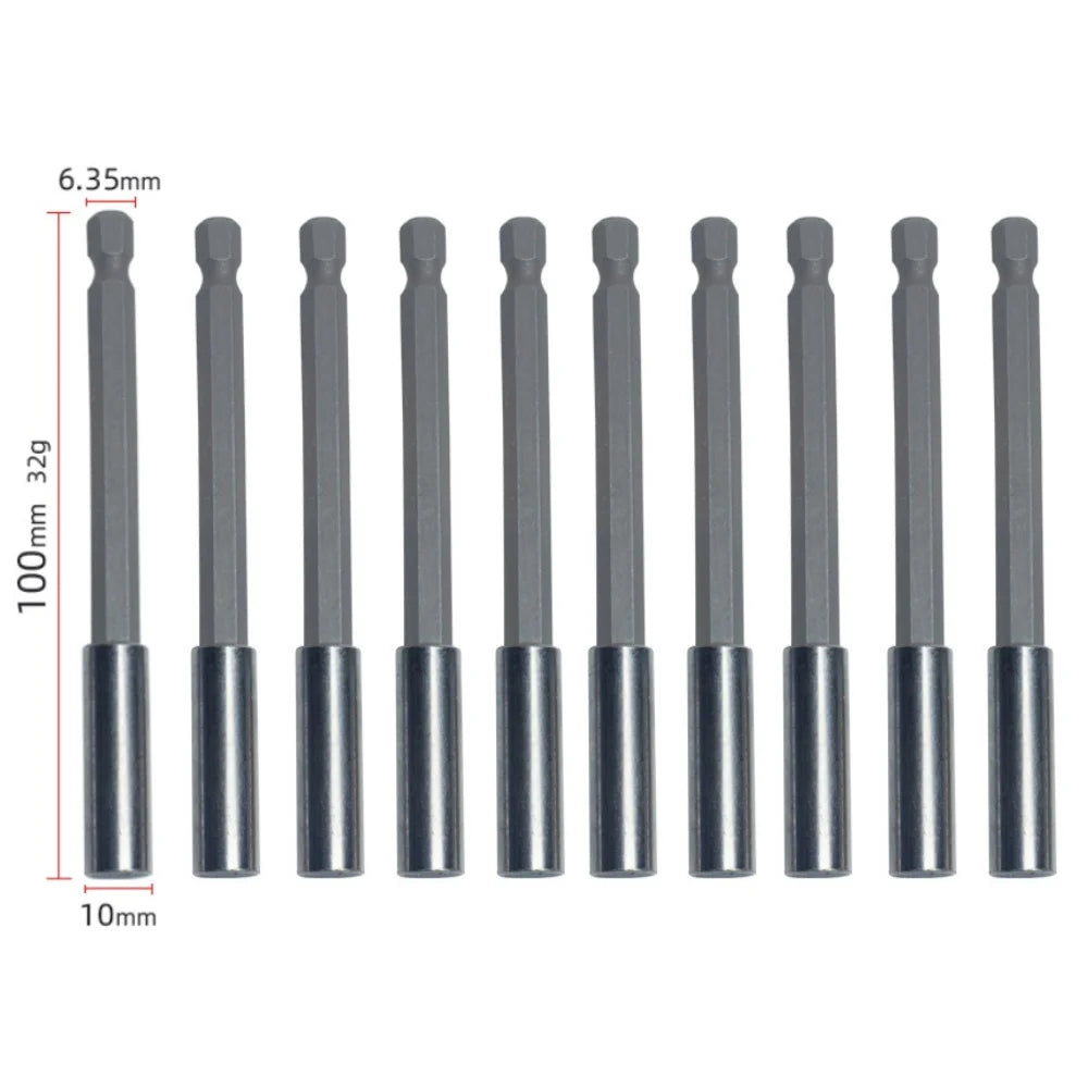 20-1PCS Hex Shank Drill Bit 60MM-150MM Magnetic Screwdriver Extended Link Screwdriver Head Holder Kit Rotary Tool Accessories Qme 100MM 10pcs