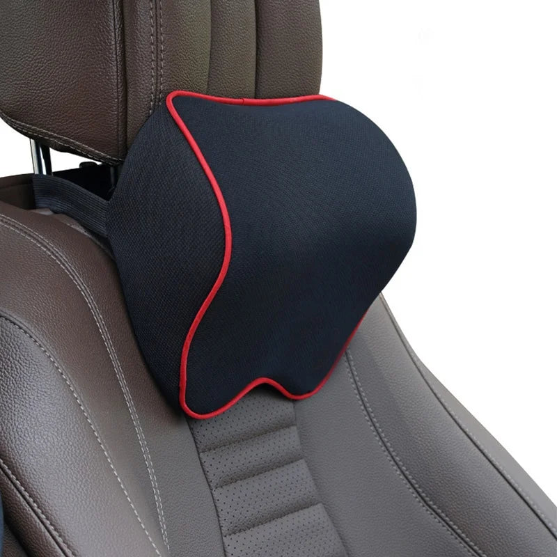Car Neck Headrest Pillow Auto Seat Head Support Protector Automobiles Seat Rest Memory Cotton Under Qme Red