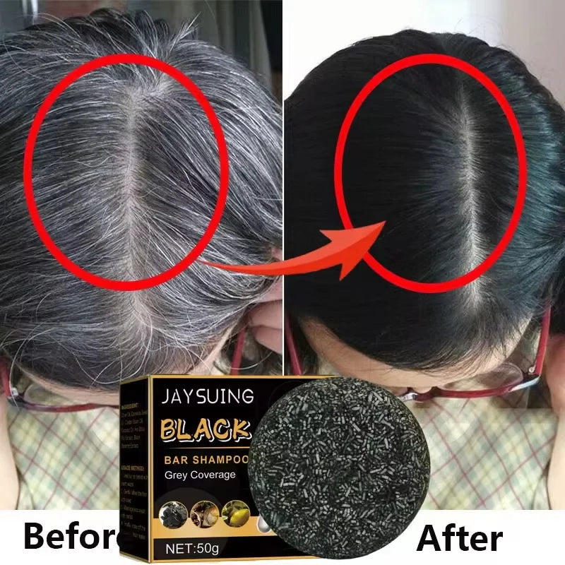 Magic White Hair to Black Shampoo Dye Soap Natural Color Soap Restore Gray Beard Cover Gray Hair Dye Hair Fixing Shampoo Bar Qme