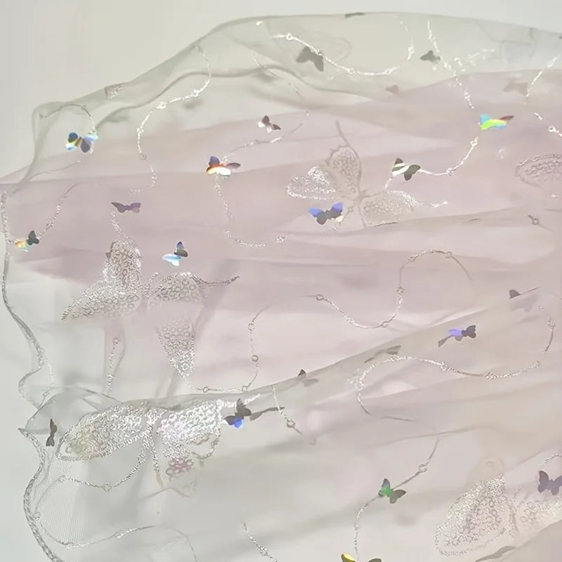 [Butterfly Hair Clip] Angel-Inspired Iridescent Butterfly Hair Clip with Delicate Veil - Elegant Accessory for Women Qme