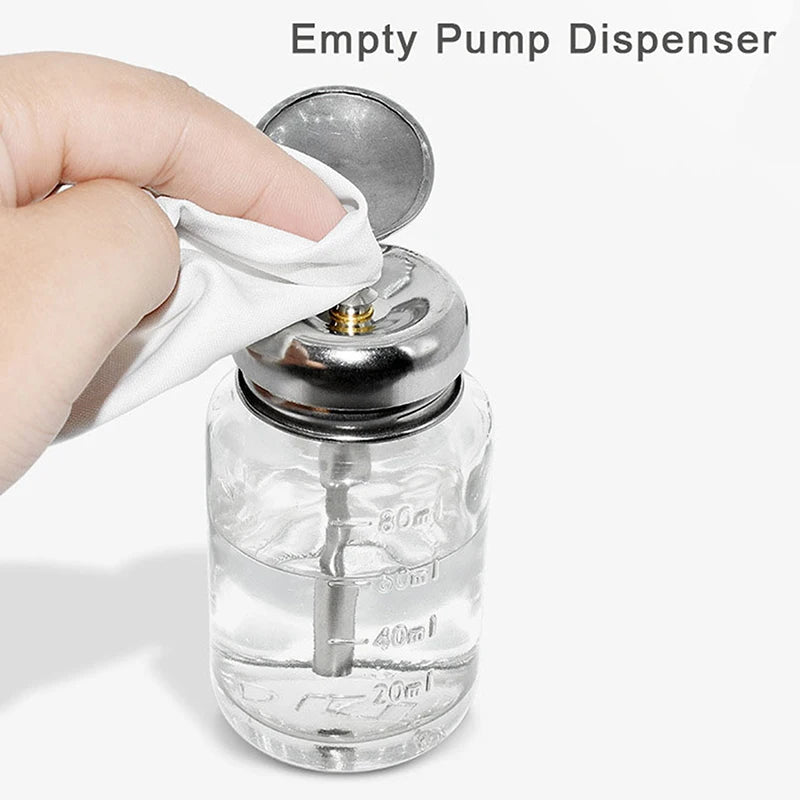 Push-down Glass Pump Dispenser Clear Refillable Bottle Nail Polish Qme Default Title