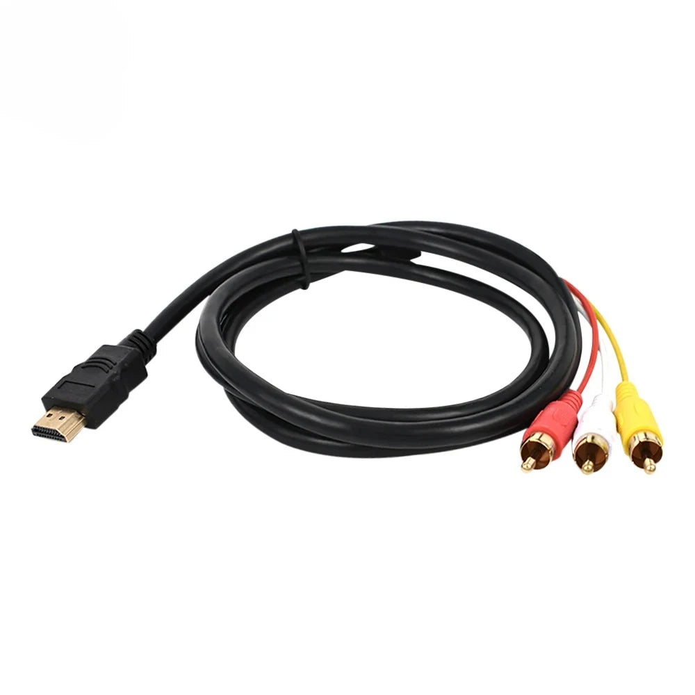3pcs HDMI-compatible To 3 RCA Converter Cable AV To HDMI-compatible Adapter Cord Support 480P/720P/1080P Suitable For TV Box Qme