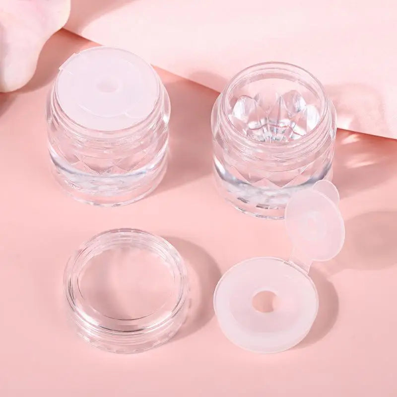 2 Empty Sifter Jars Mesh Clear-capped Refillable Containers Loose Qme